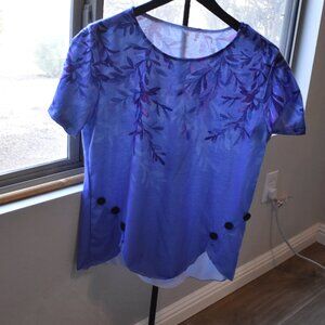Purple Top Blouse with Button Accents